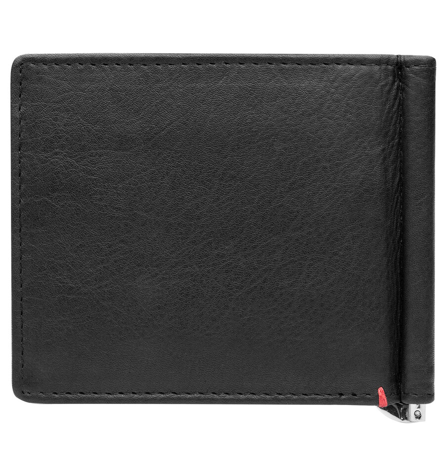 black leather wallet- skull metal plate design
