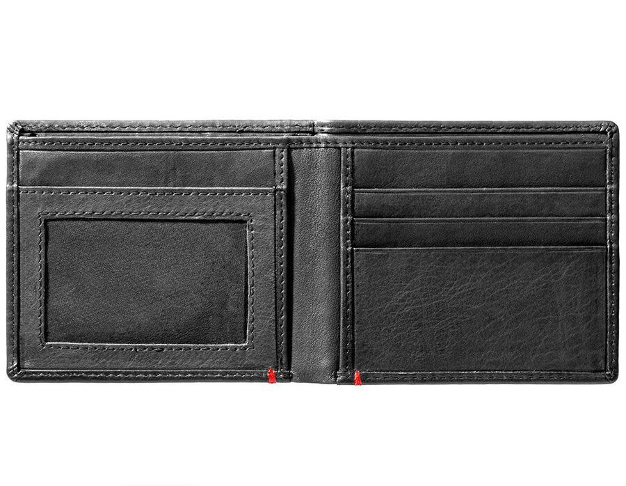 black leather wallet- anchor metal plate design