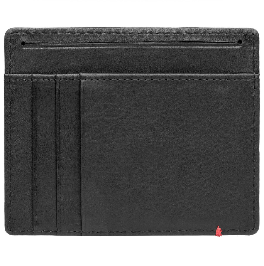 black leather wallet- bass metal plate design