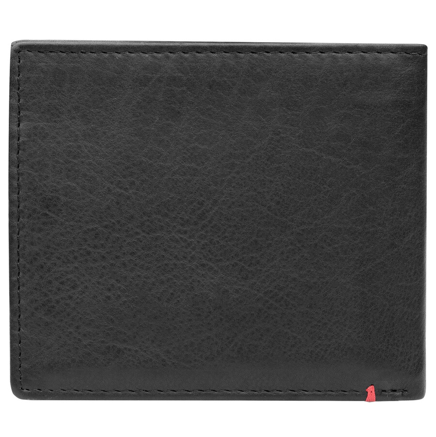 black leather wallet- cross wings metal plate design