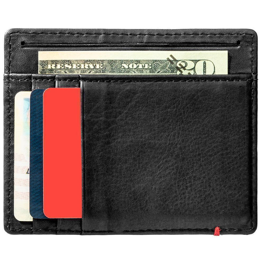 black leather wallet- zippo flame metal plate design