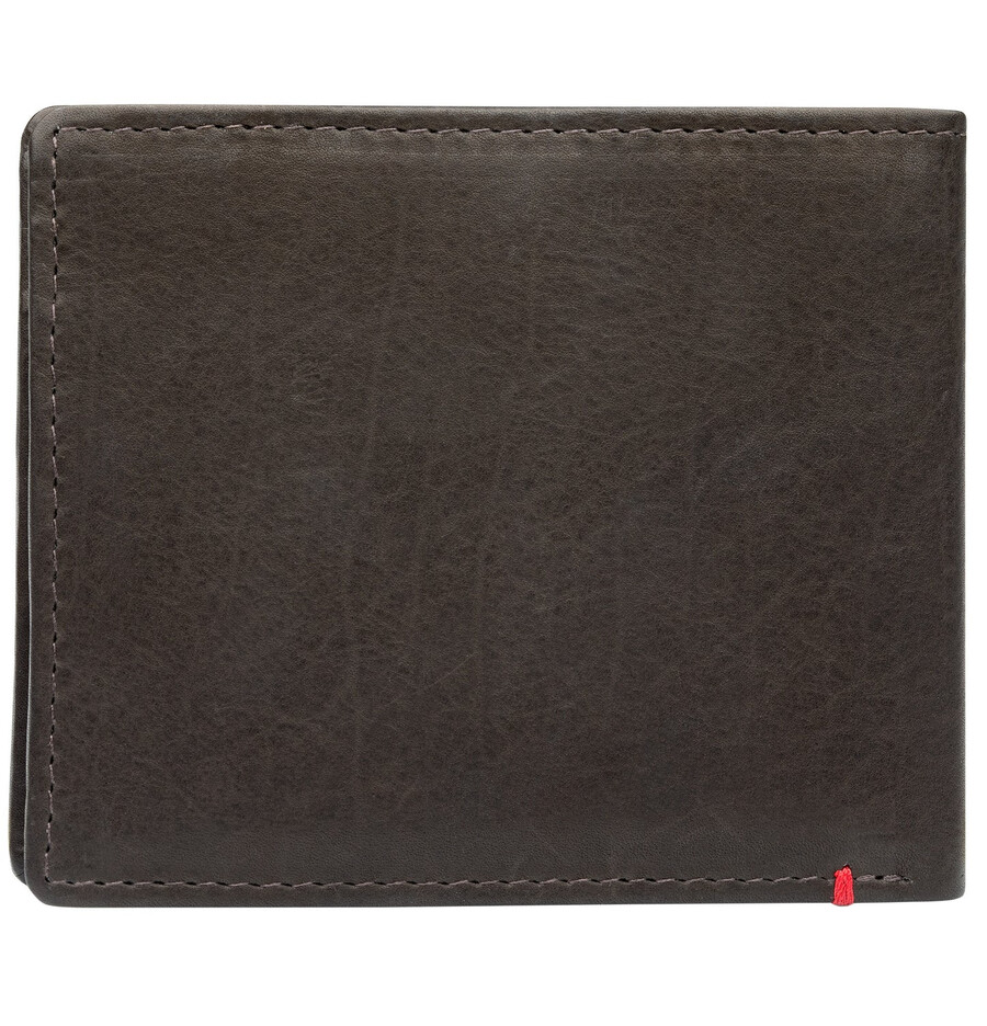 mocha leather wallet- cross wings metal plate design