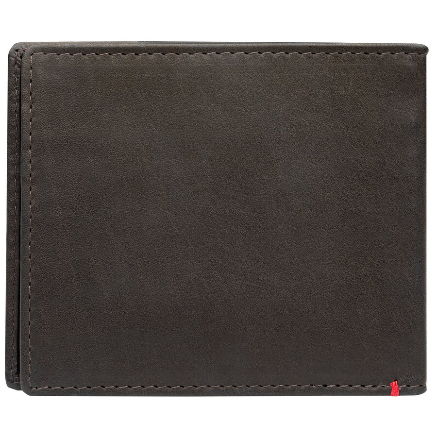 mocha leather wallet- viking metal plate design