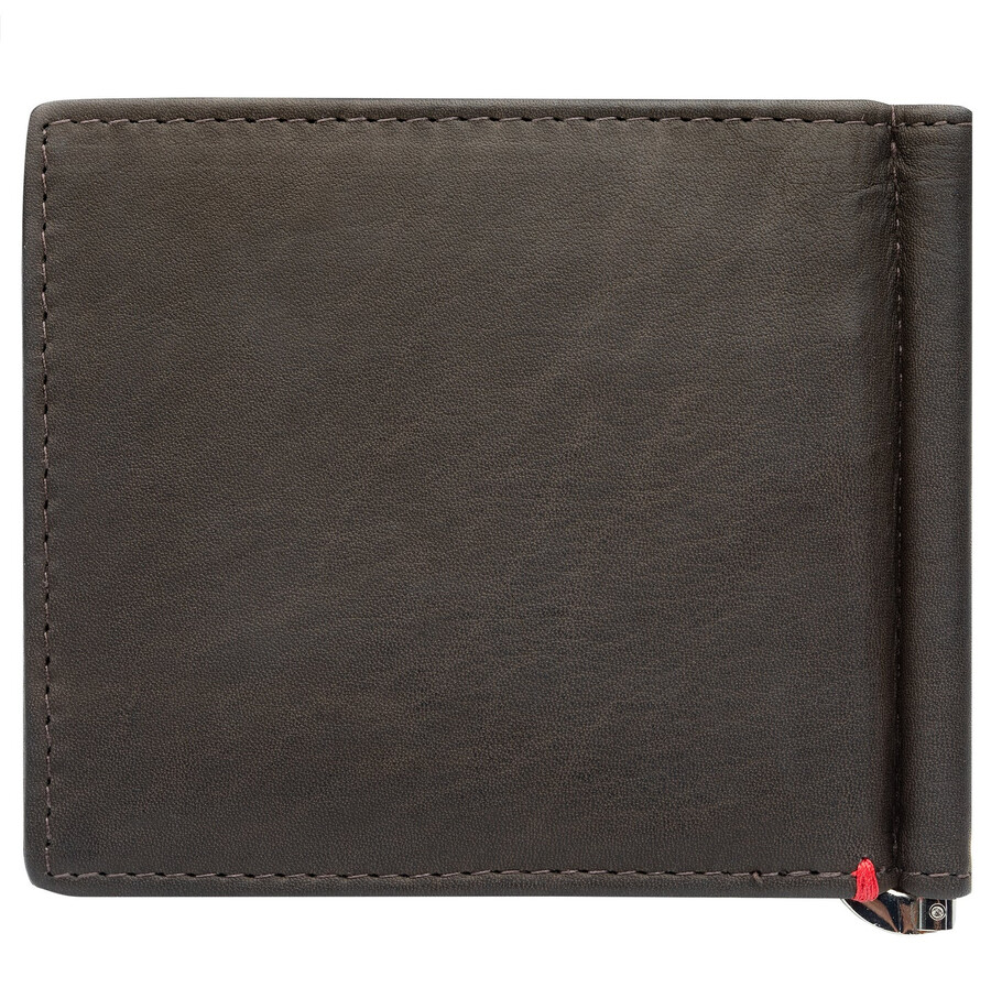 mocha leather wallet- viking metal plate design