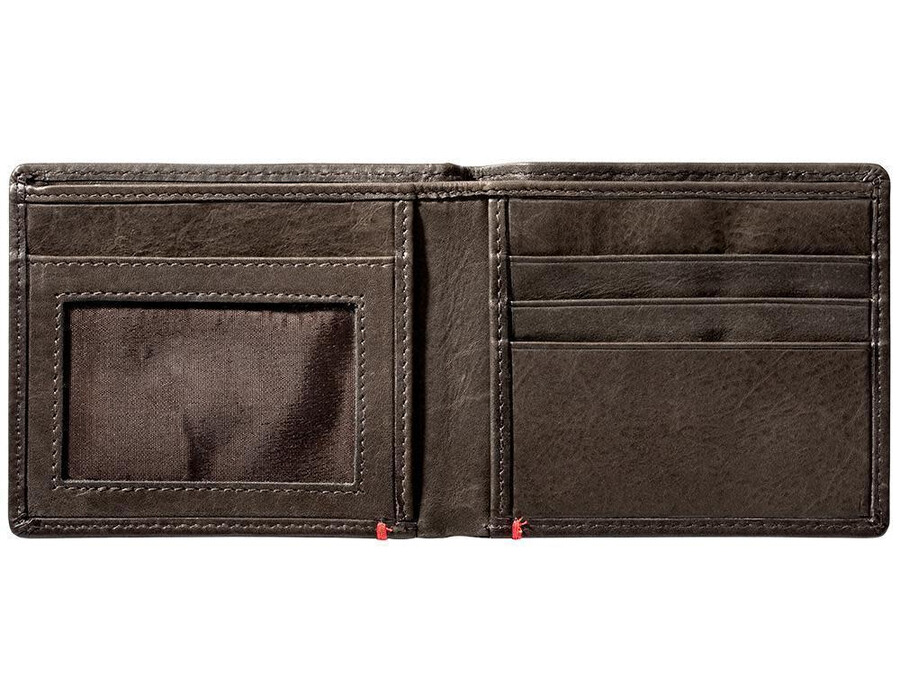 mocha leather wallet- zippo 1932 metal plate design