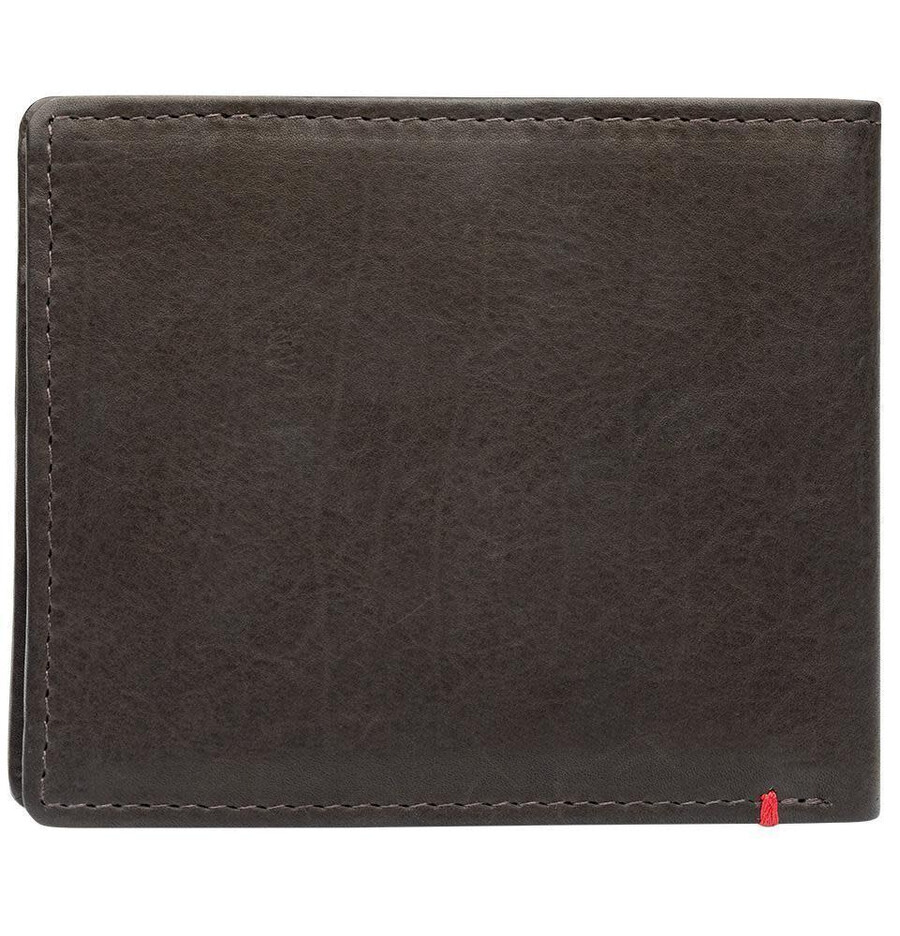 mocha leather wallet- zippo 1932 metal plate design