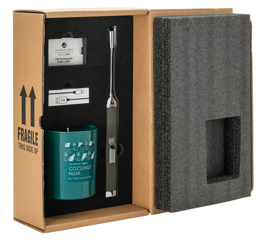 pebble rechargeable candle lighter 8 oz coconut husk candle gift set
