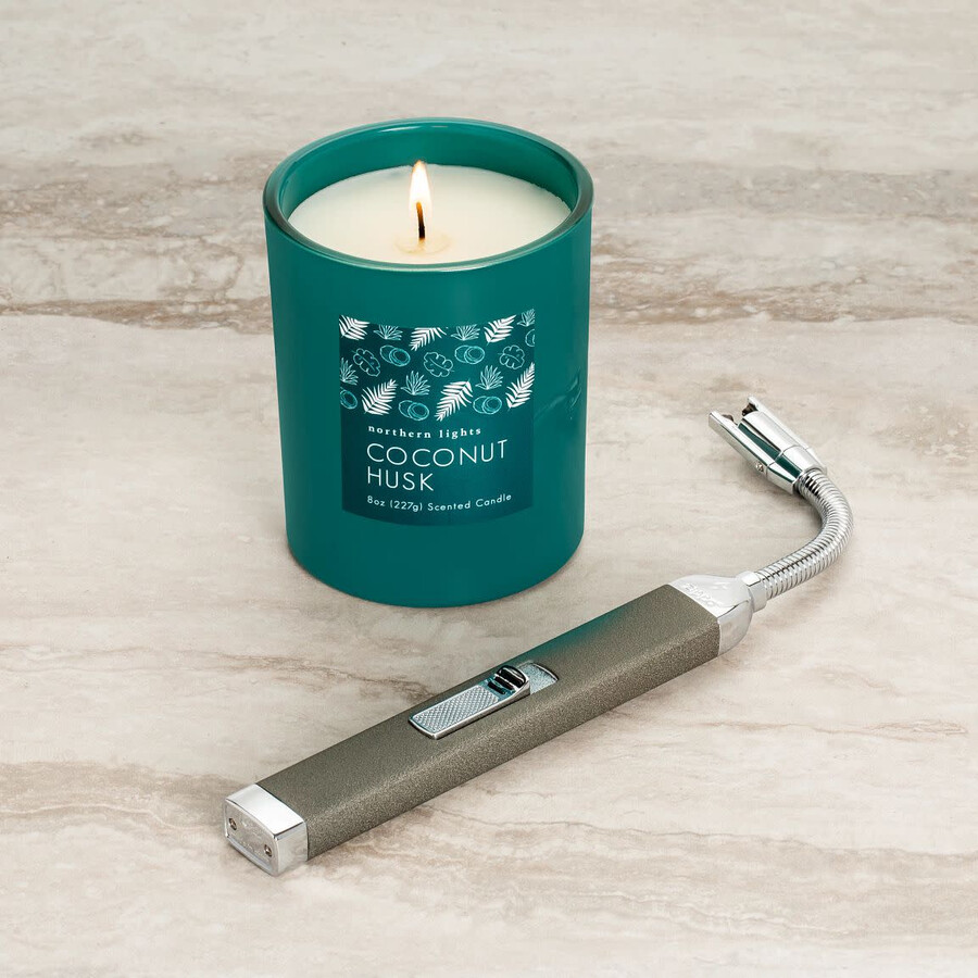 pebble rechargeable candle lighter 8 oz coconut husk candle gift set