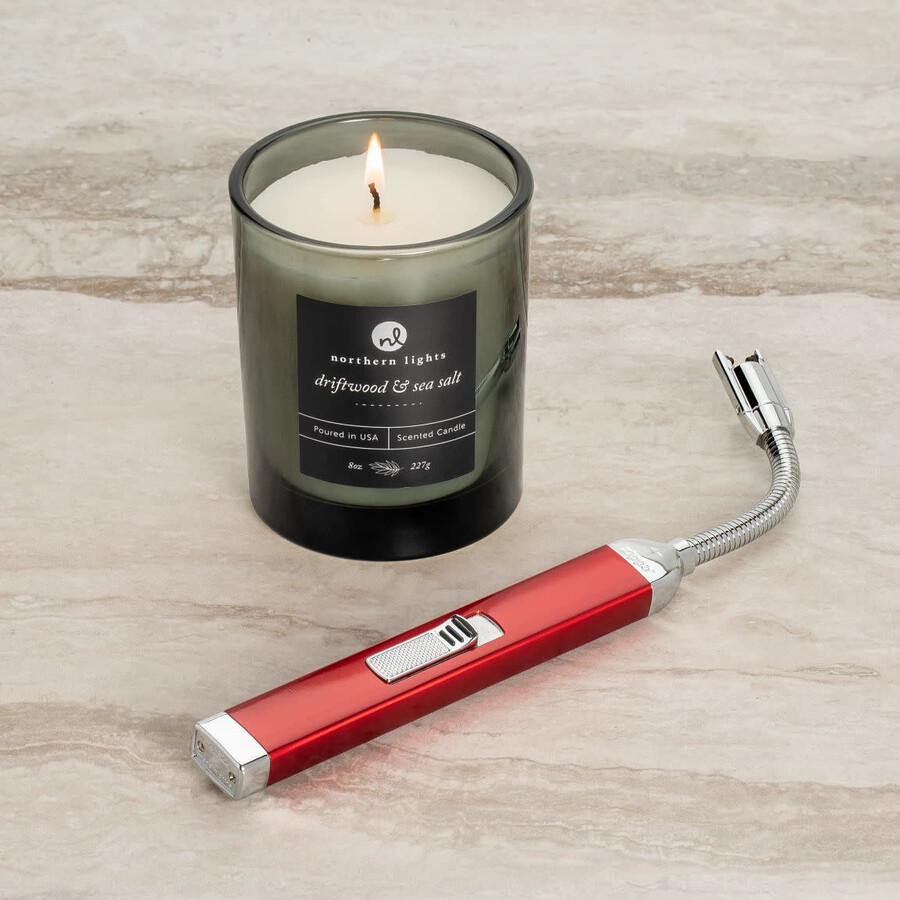 candy apple red rechargeable candle lighter 8 oz driftwood sea salt candle gift set