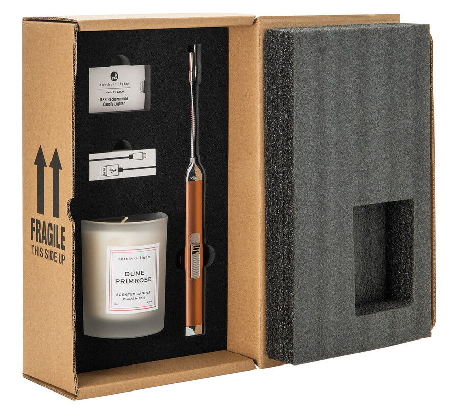 rose gold rechargeable candle lighter 8 oz dune primrose candle gift set