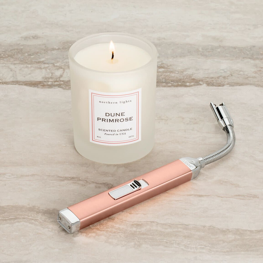 rose gold rechargeable candle lighter 8 oz dune primrose candle gift set