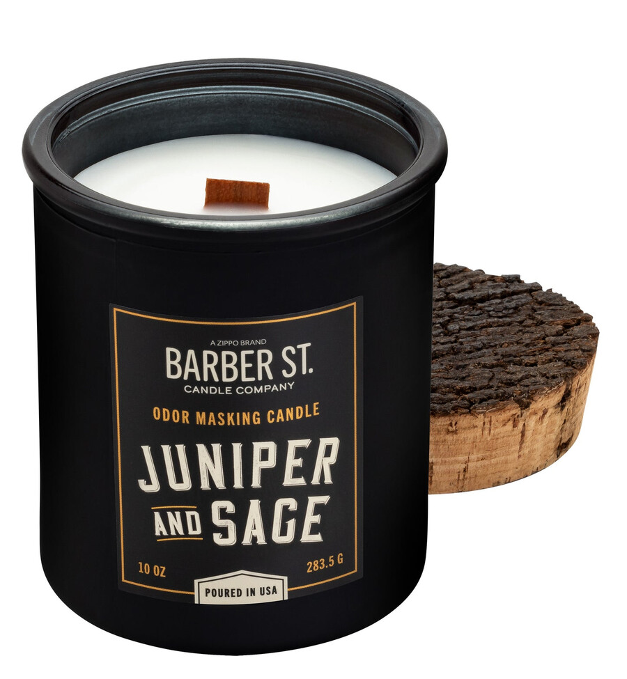 barber street odor masking candle - wooden wick