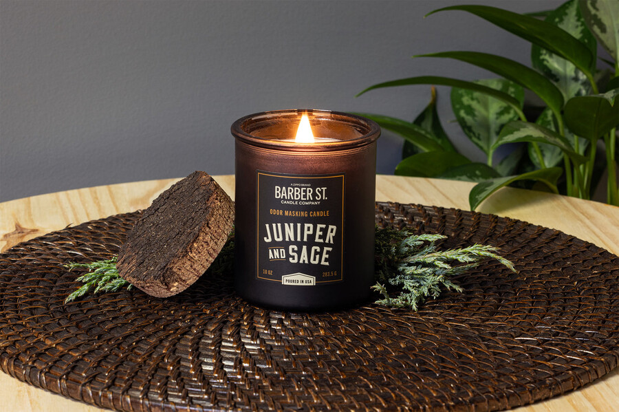 barber street odor masking candle - wooden wick