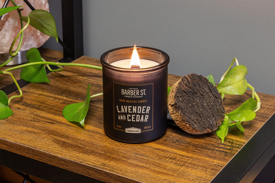 barber street odor masking candle - wooden wick