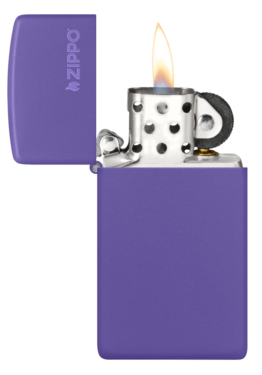 slim purple matte zippo logo