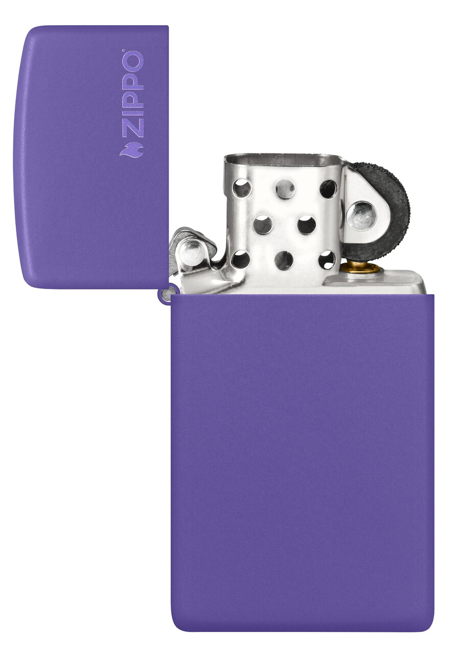 slim purple matte zippo logo