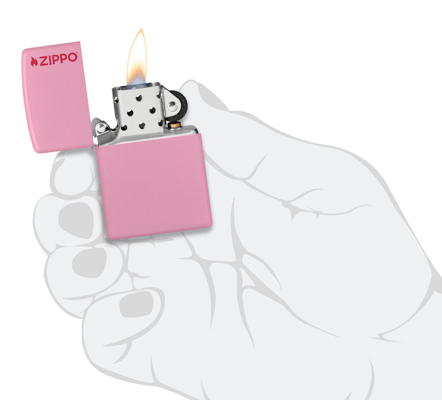 classic pink matte zippo logo