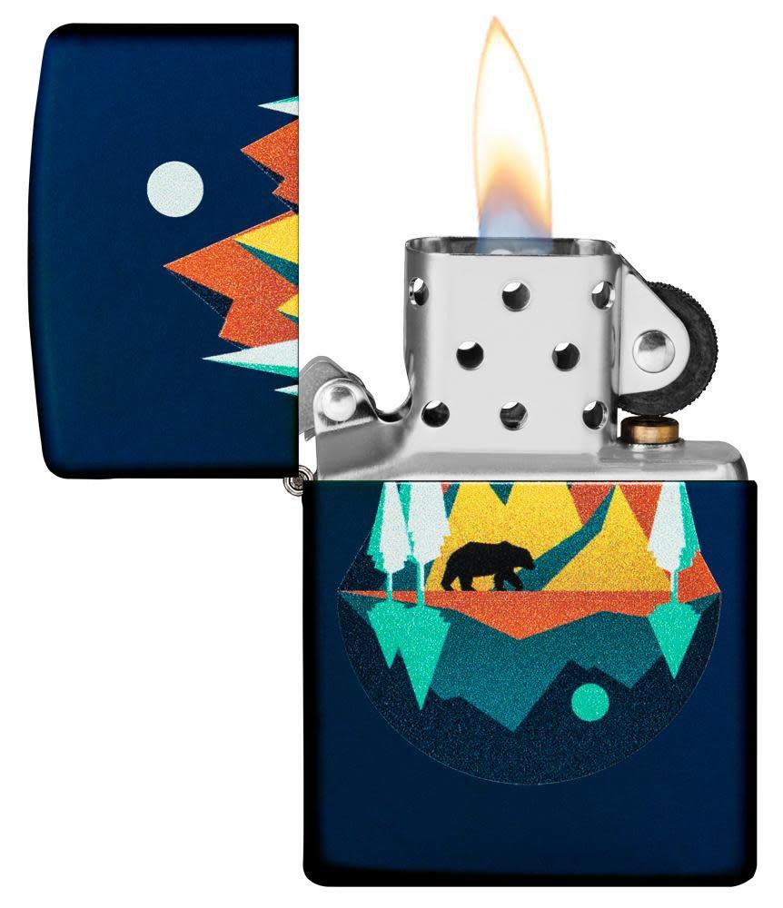geometric bear and mountains design
