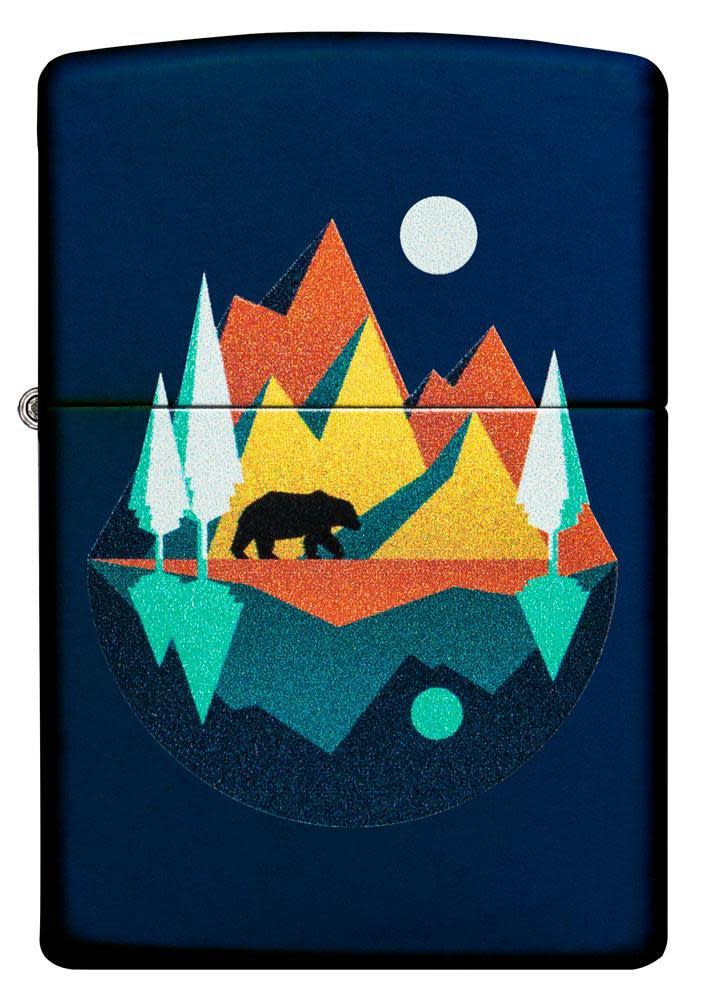 geometric bear and mountains design