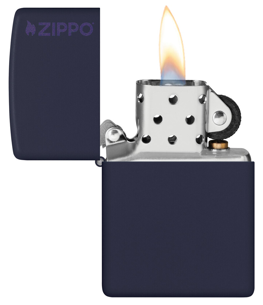 classic navy matte zippo logo