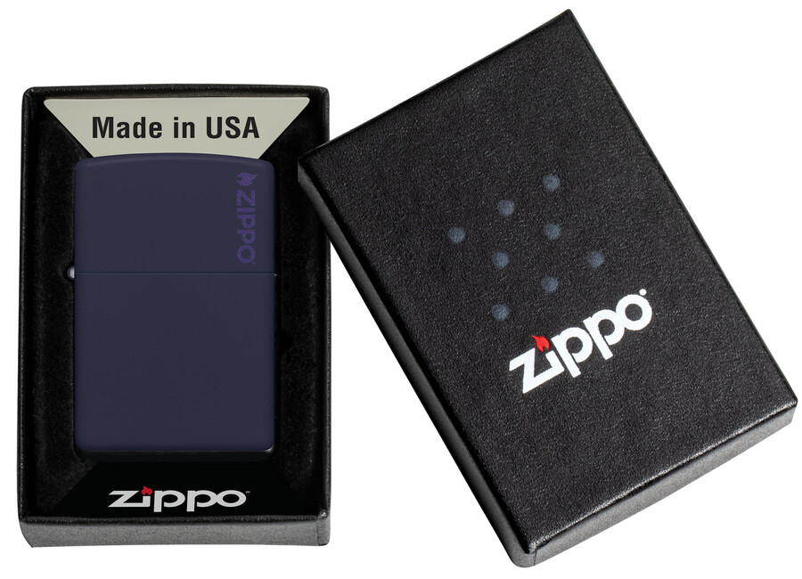classic navy matte zippo logo