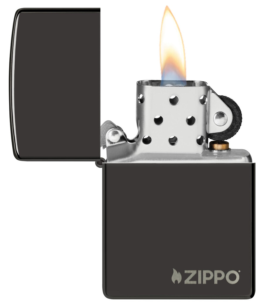 classic high polish black zippo logo