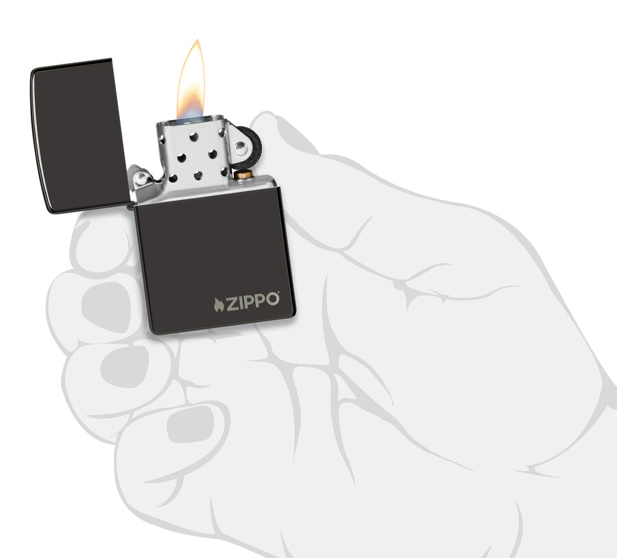 classic high polish black zippo logo