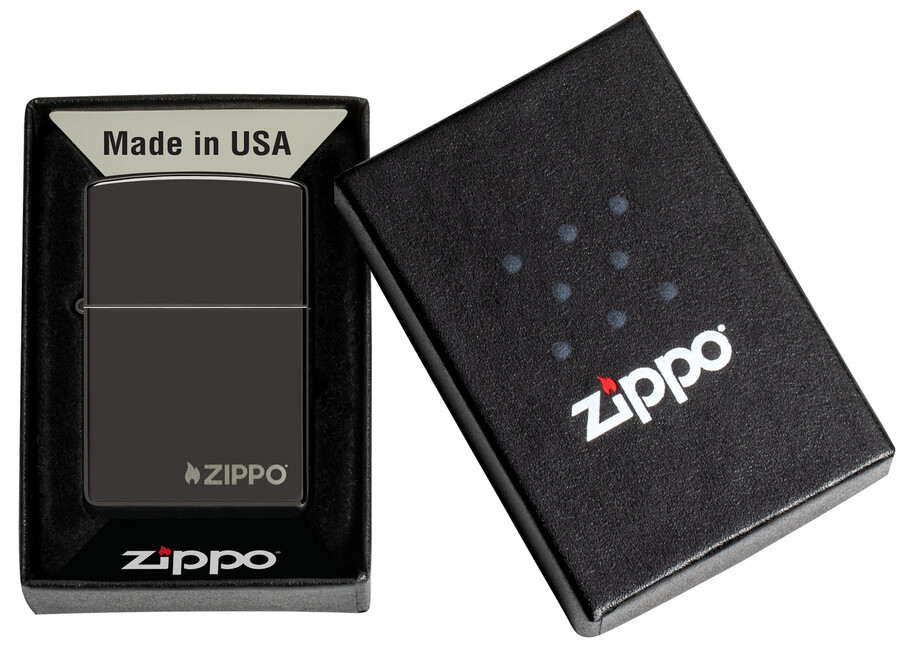 classic high polish black zippo logo