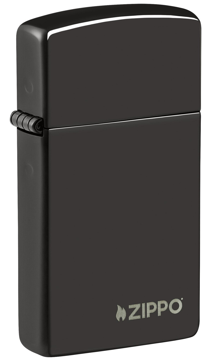 slim high polish black zippo logo