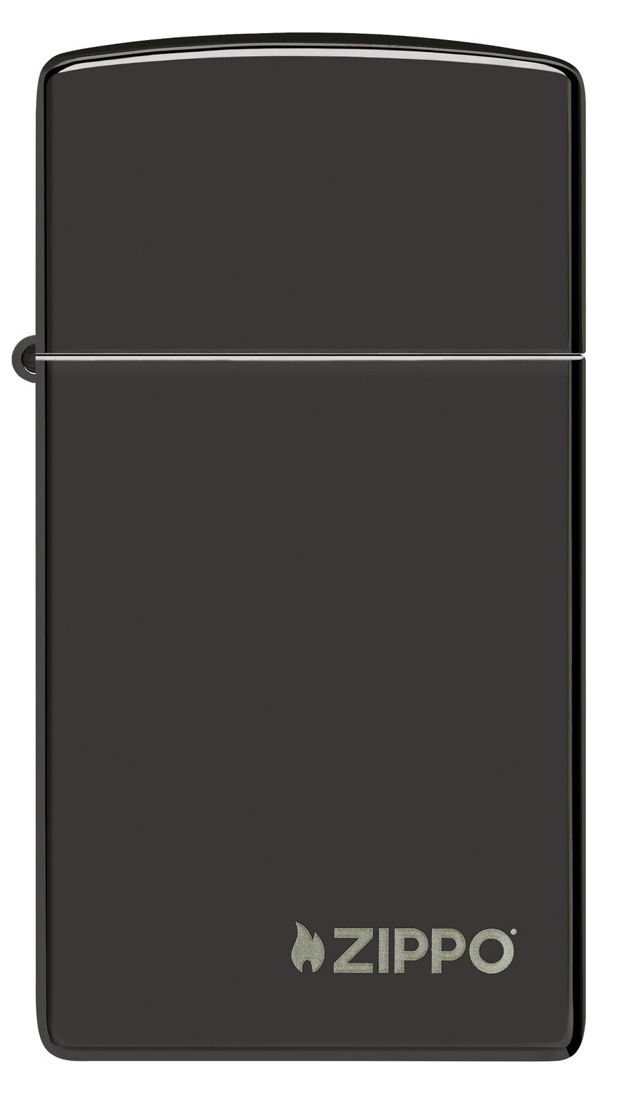 slim high polish black zippo logo