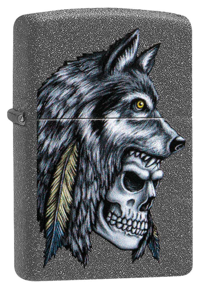 wolf skull feather design