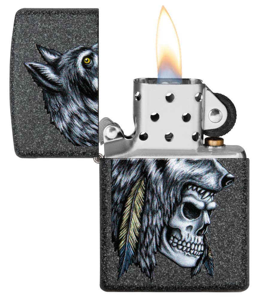 wolf skull feather design