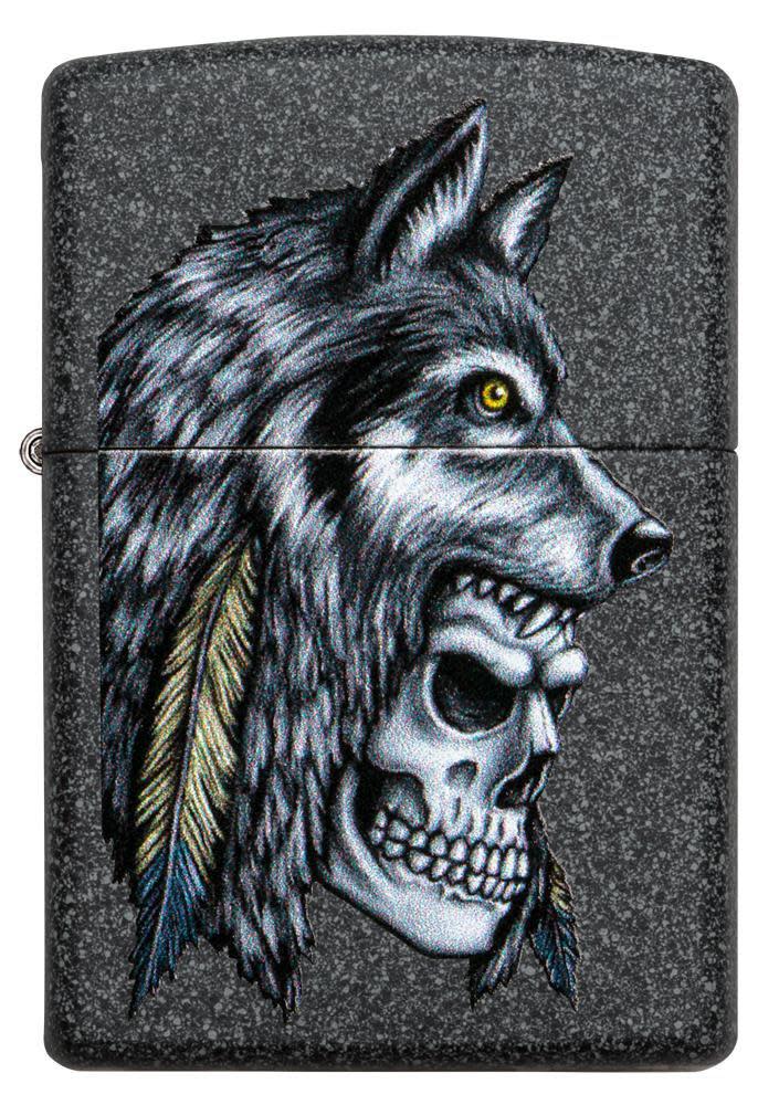 wolf skull feather design