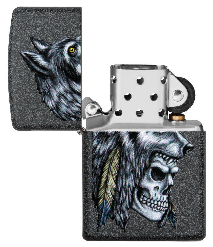 wolf skull feather design