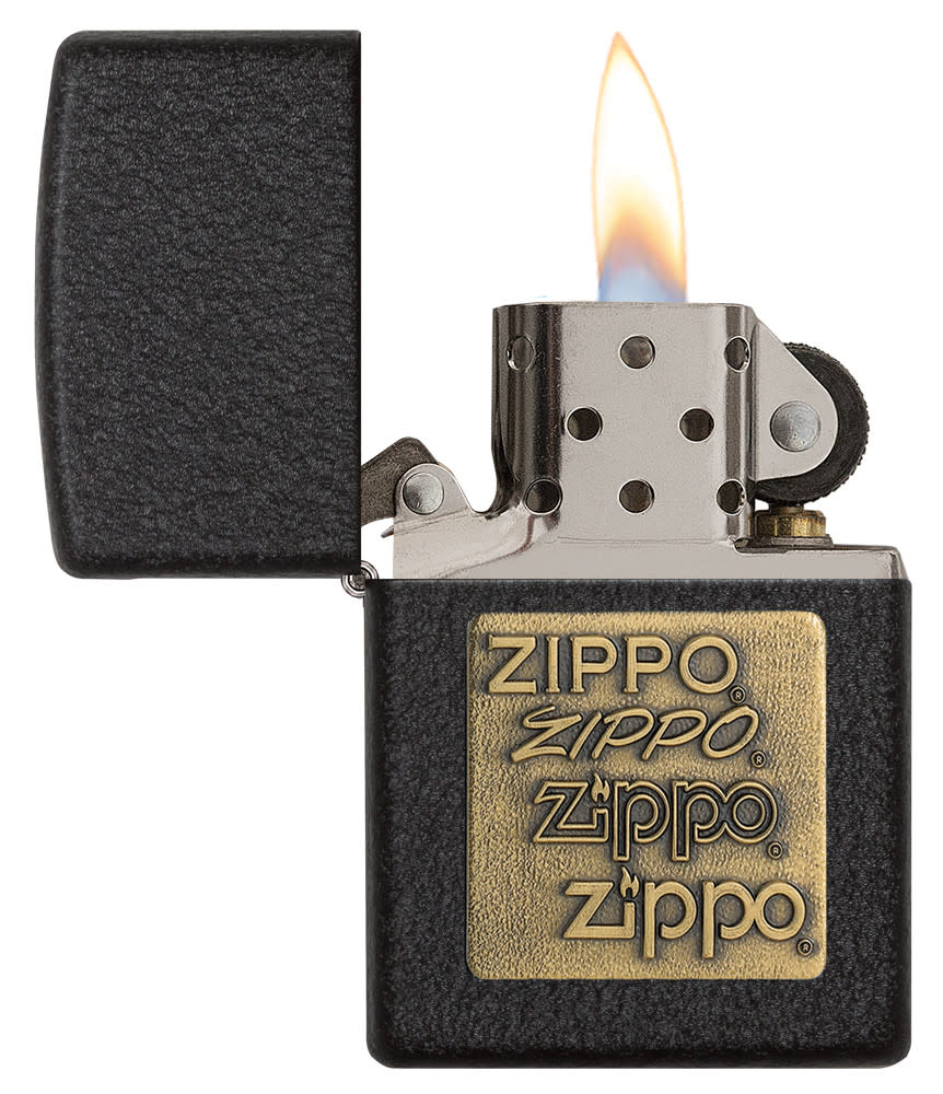 black crackle gold zippo logo