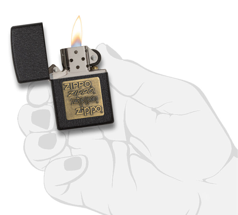 black crackle gold zippo logo