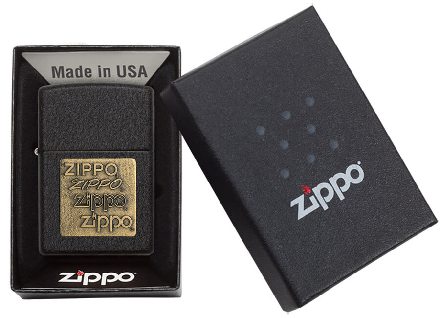 black crackle gold zippo logo