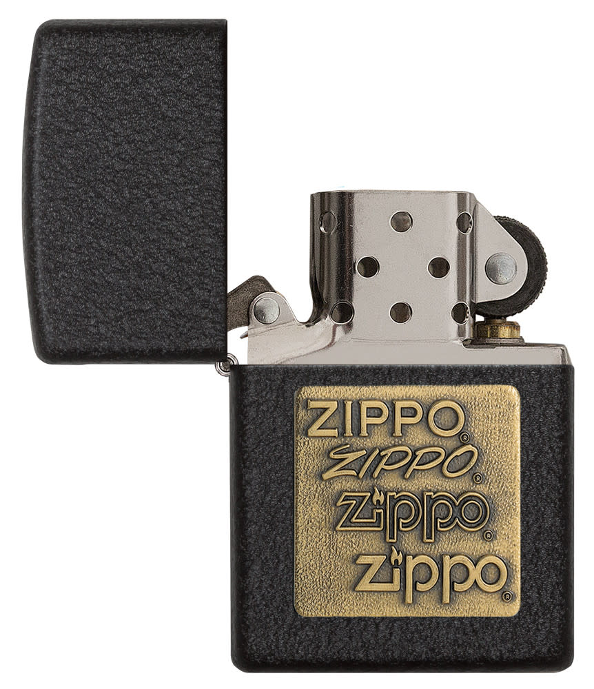 black crackle gold zippo logo