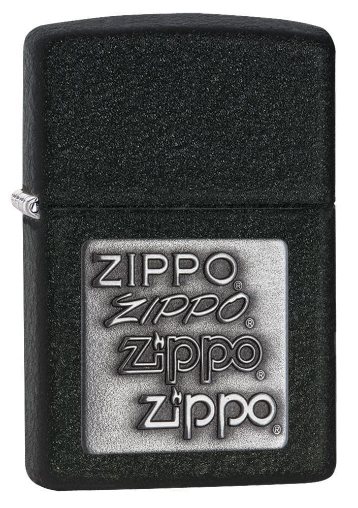 black crackle silver zippo logo