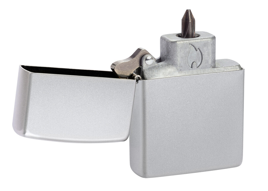 bit safe screwdriver with satin chrome case