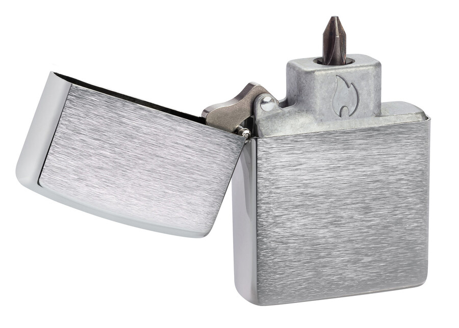 bit safe screwdriver with brushed chrome case