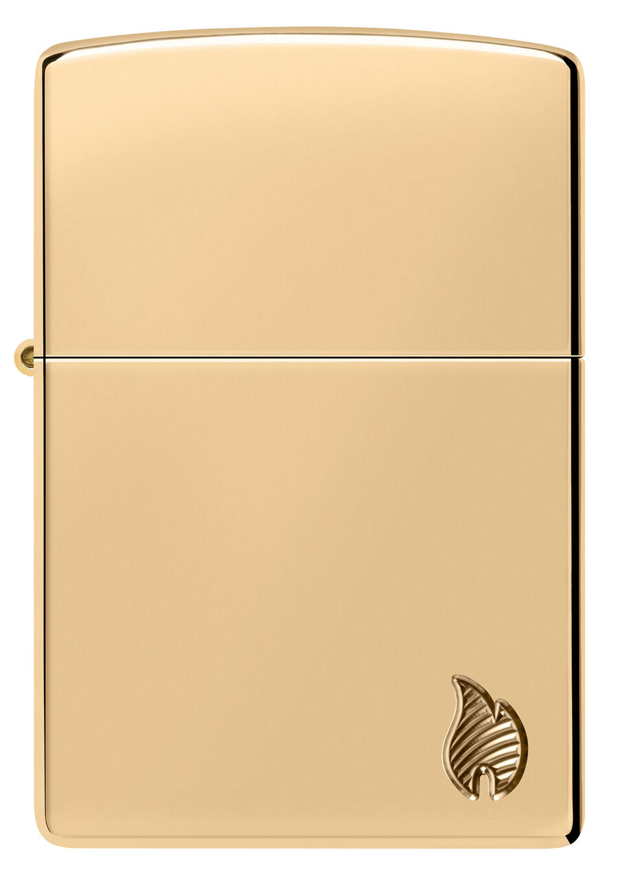 armor high polish brass flame design