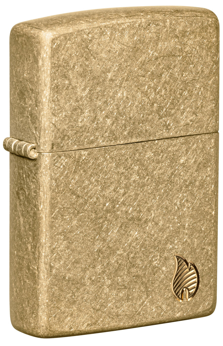 armor tumbled brass flame design