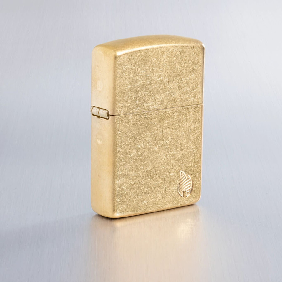 armor tumbled brass flame design