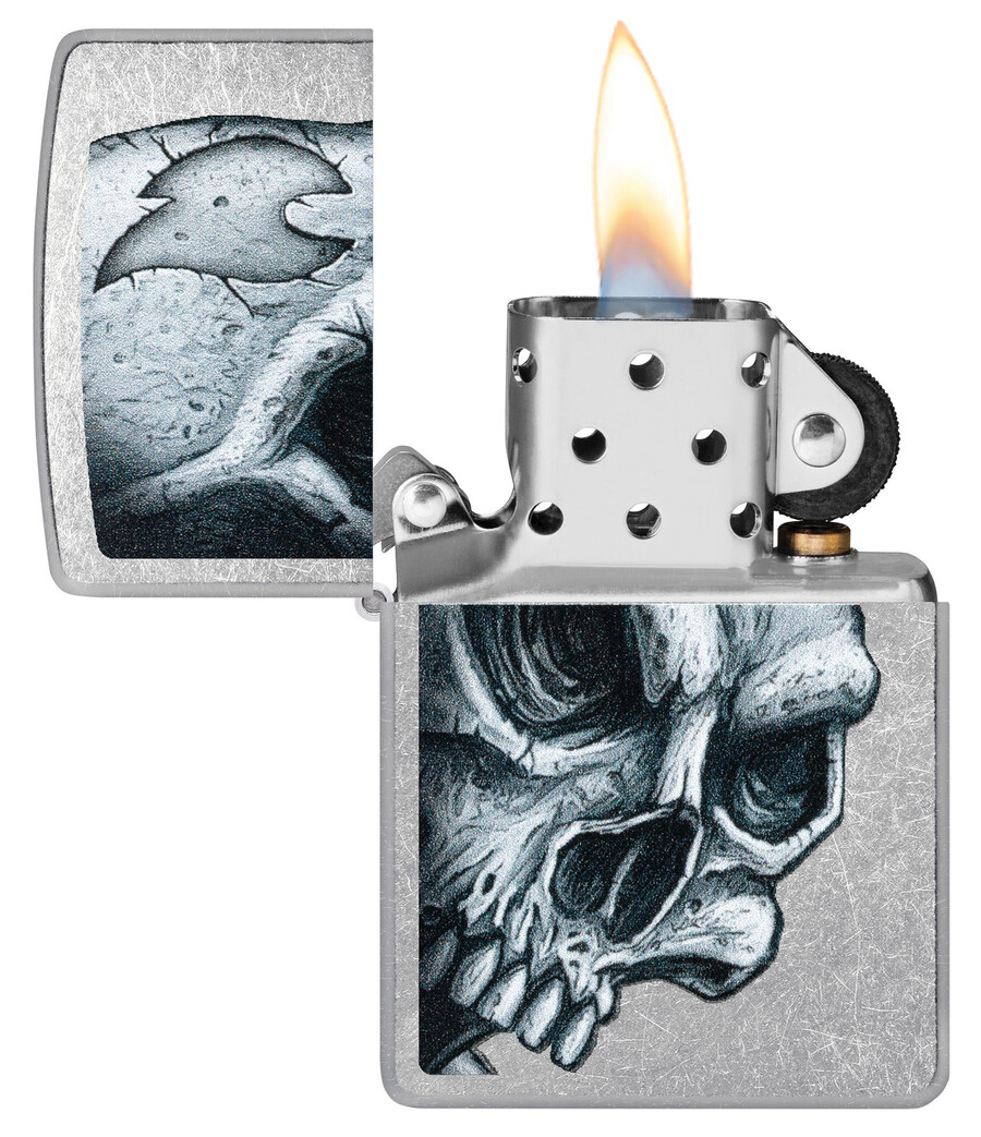skull and flame design