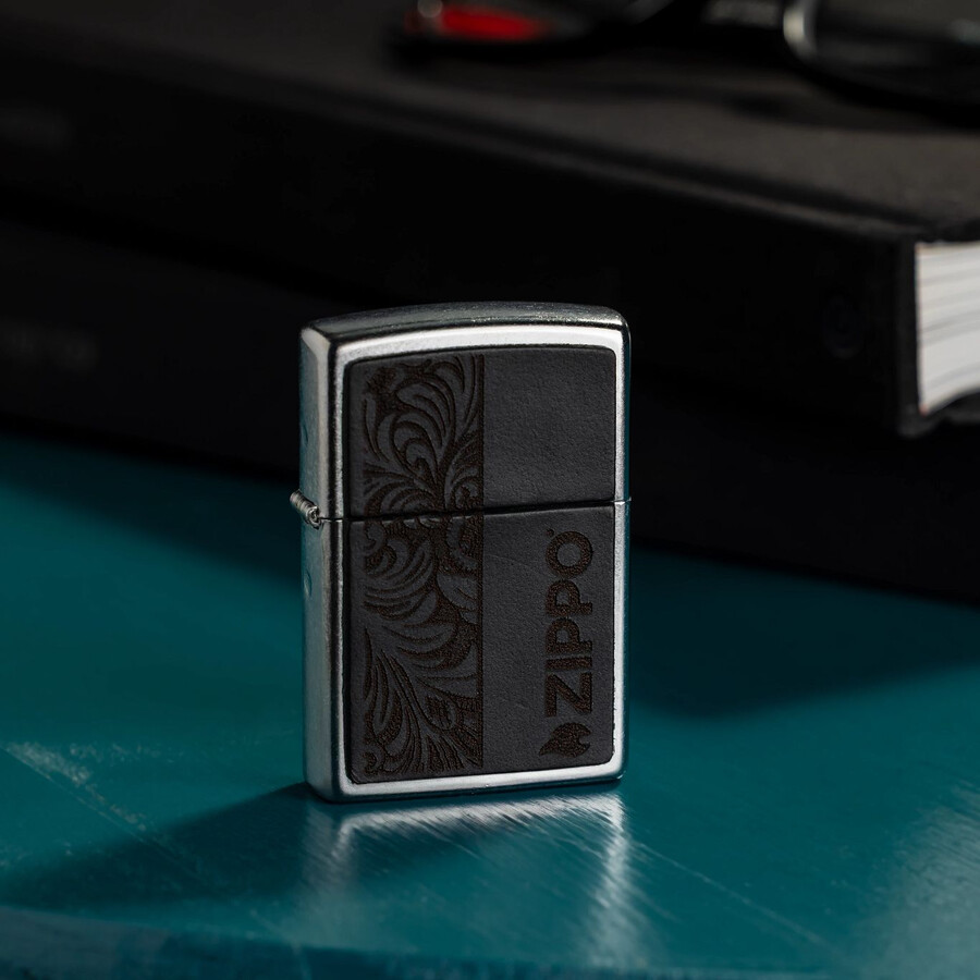 black leather emblem - zippo design
