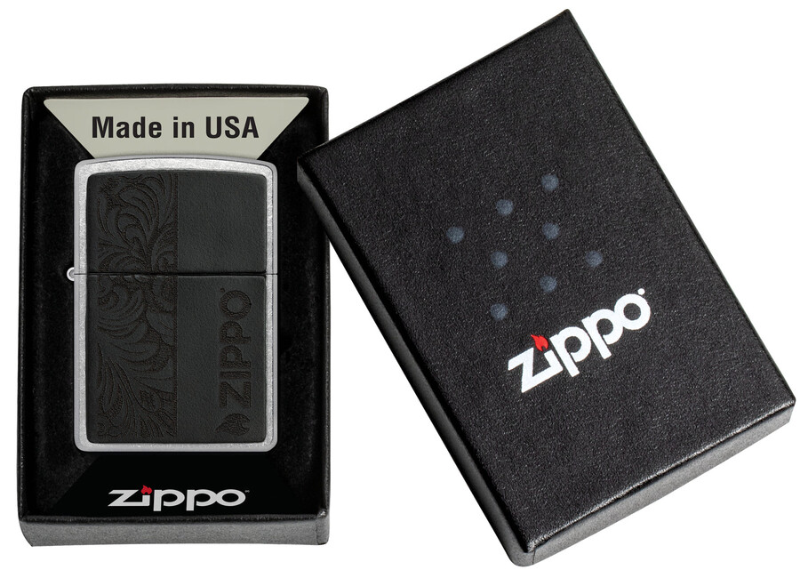 black leather emblem - zippo design