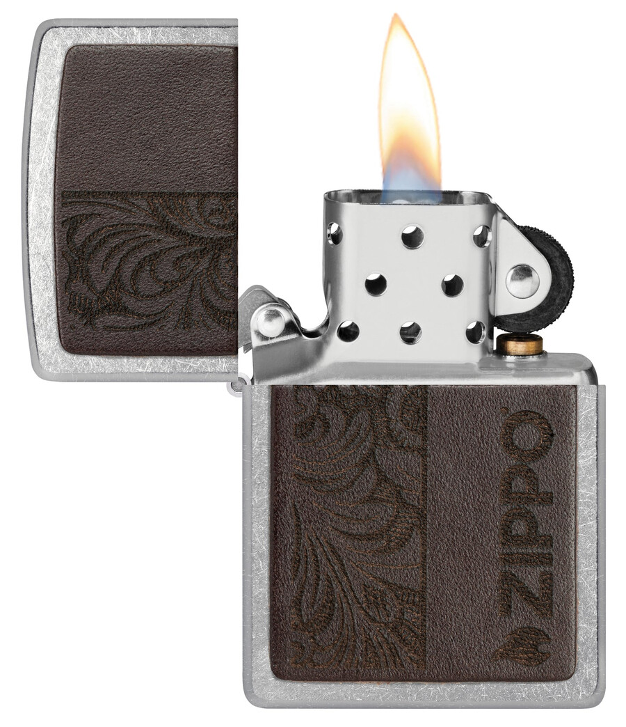 brown leather emblem - zippo design