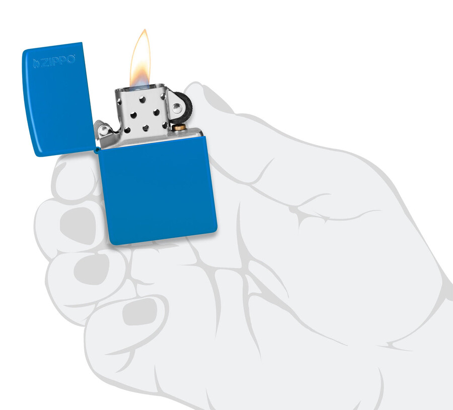 classic sky blue matte zippo logo