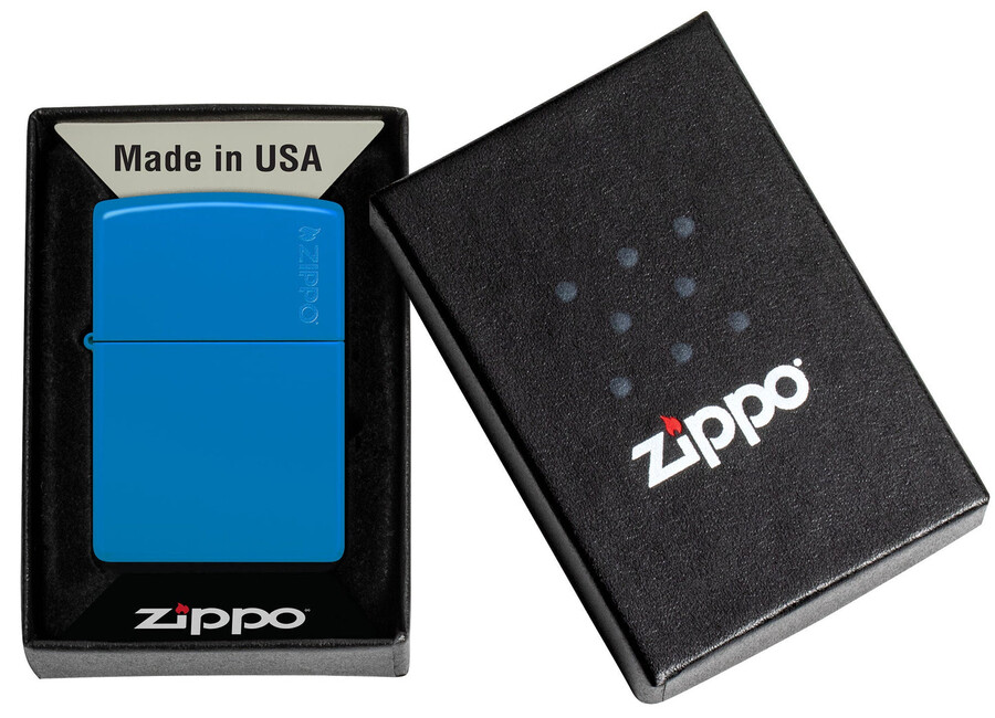 classic sky blue matte zippo logo